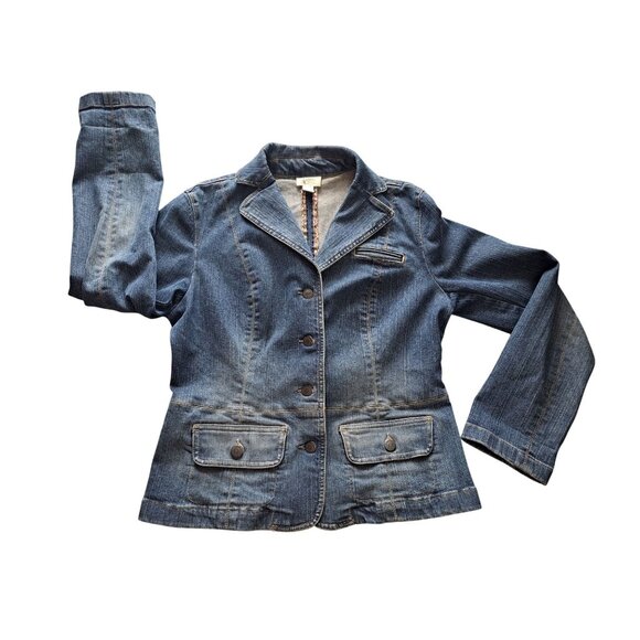 Ann Taylor Loft Jackets & Blazers - Y2K Ann Taylor Loft Womens Denim Blazer Jacket Size 8 Button Front Cotton Blue